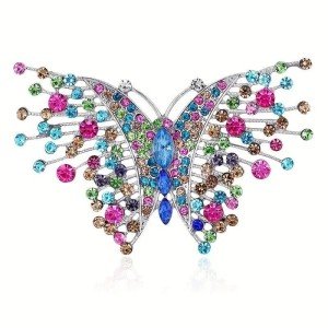 Colorful Shiny Rhinestone Butterfly Brooch Pin Accents Clothing Women Gift New