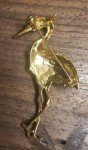 VTG Clear Rhinestone & Gold Tone Stork Brooch - Unbranded