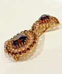 AUSTRIA VINTAGE BROWN PINK AMBER RHINESTONE Pin Brooch TREBLE CLEF DUCK ABSTRACT