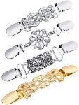 4 Pieces Vintage Sweater Shawl Clips Retro Cardigan Collar Clips Dress Shirt Brooch Clips for Women Wearing, 4 Styles(Stylish Style)