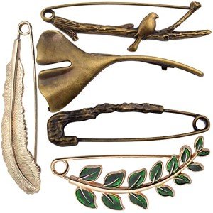 Hmjpng 5pcs 5 Styles Extra Large Safety Pins Vintage Alloy Brooches Safety Pins Heavy Duty Quality Lapel Pins for Scarf Blankets Skirts Kilts Knitted Fabric Crafts