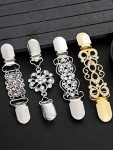 4 Pieces Vintage Sweater Shawl Clips Retro Cardigan Collar Clips Dress Shirt Brooch Clips for Women Wearing, 4 Styles(Stylish Style)