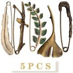 Hmjpng 5pcs 5 Styles Extra Large Safety Pins Vintage Alloy Brooches Safety Pins Heavy Duty Quality Lapel Pins for Scarf Blankets Skirts Kilts Knitted Fabric Crafts