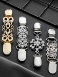 4 Pieces Vintage Sweater Shawl Clips Retro Cardigan Collar Clips Dress Shirt Brooch Clips for Women Wearing, 4 Styles(Stylish Style)
