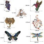 Women Brooch Set Crystal Pin Christmas Gifts Stocking Stuffers Vintage Animal Insect Elegant Flower Pins Brooches Bulk for Women Girls Set-A