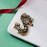 RINHOO Crystal Pearl Initial Brooch Gold Plated Enamel Colorful Letter Alphabet Breastpin Pin Jewelry for GIFTS (Letter -S)