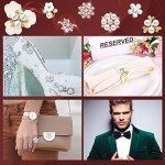 Qililandiy 22 Pieces Pearl Rhinestone Buttons Rhinestone Faux Pearl Embellishments Pearl Brooch Alloy Floral Charms Pendants for Jewelry Making