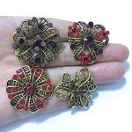 Ezing 12pcs Lot Antique Vintage Gold Plated Crystal Brooch for Wedding Bouquet (I)