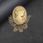 Ezing 4Pcs Brooch Lot with Princess Queen Beauty Head Frame Crystal Cameo Brooches Pins Set