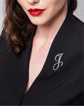 LiaSun 26 Letters Brooches Silver Plated Metal Broaches Pins-Clear Crystal Initial Breastpin (1pcs-H)