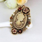 Ezing 4Pcs Brooch Lot with Princess Queen Beauty Head Frame Crystal Cameo Brooches Pins Set