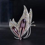 JUNYY Vintage Rhinestone Crystal Inlaid Butterfly Brooch Women Girls Party Elegant Insect Enamel Pins(Purple)