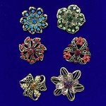 Ezing 12pcs Lot Antique Vintage Gold Plated Crystal Brooch for Wedding Bouquet (I)