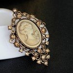 Ezing 4Pcs Brooch Lot with Princess Queen Beauty Head Frame Crystal Cameo Brooches Pins Set