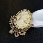 Ezing 4Pcs Brooch Lot with Princess Queen Beauty Head Frame Crystal Cameo Brooches Pins Set