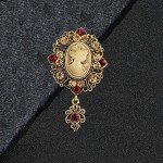 Ezing 4Pcs Brooch Lot with Princess Queen Beauty Head Frame Crystal Cameo Brooches Pins Set