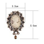 lureme Vintage Elegant Victorian Lady Beauty Cameo with Crystal Brooch Pin (br000017-1)