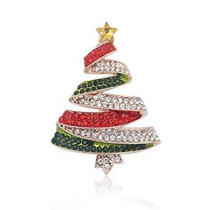 Vintage Colored Christmas Tree Brooch Pin Fashion Rhinestones Brooch for Women Wedding Party Jewelry Xmas Gifts Multicolor