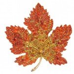 Premium Maple Leaf Brooch for Women Leaf flower brooch Alloy Rhinestone Brooch Court Vintage Brooch Wedding Party Brooch (Red Maple Leaf)