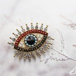 Lucky Charm Evil Eye Brooch Pin Women Freshwater Pearl and Rhinestone Crystal Vintage Lapel Pin for Wedding Party Necklace Dual Purpose Brooch Ladies Accessories Shawl Scarf Buckle Sweater Cardigan