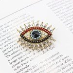 Lucky Charm Evil Eye Brooch Pin Women Freshwater Pearl and Rhinestone Crystal Vintage Lapel Pin for Wedding Party Necklace Dual Purpose Brooch Ladies Accessories Shawl Scarf Buckle Sweater Cardigan
