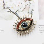 Lucky Charm Evil Eye Brooch Pin Women Freshwater Pearl and Rhinestone Crystal Vintage Lapel Pin for Wedding Party Necklace Dual Purpose Brooch Ladies Accessories Shawl Scarf Buckle Sweater Cardigan