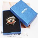 Lucky Charm Evil Eye Brooch Pin Women Freshwater Pearl and Rhinestone Crystal Vintage Lapel Pin for Wedding Party Necklace Dual Purpose Brooch Ladies Accessories Shawl Scarf Buckle Sweater Cardigan