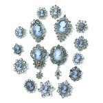 Ezing Vintage Princess Frame Crystal Cameo Brooches Pins Set for Women (C)