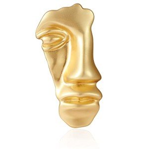 Golden Figure Face Mask Brooch - Vintage Minimalist Metal Brooches Women Men, Gold,Golden