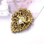 LAXPICOL Women's Vintage Brown Austrian Crystal Elegant Flower Teardrop Brooch Gold Tone