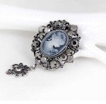 Ezing Vintage Princess Frame Crystal Cameo Brooches Pins Set for Women (C)