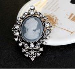 Ezing Vintage Princess Frame Crystal Cameo Brooches Pins Set for Women (C)