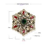 Vintage Rhinestone Snowflake Flower Brooch Pin for Women Girls Fashion Red Green Crystal Baroque Big Brooches Lapel Pins Dainty Boho Christmas Festival Holiday Father's Day Jewelry Gift
