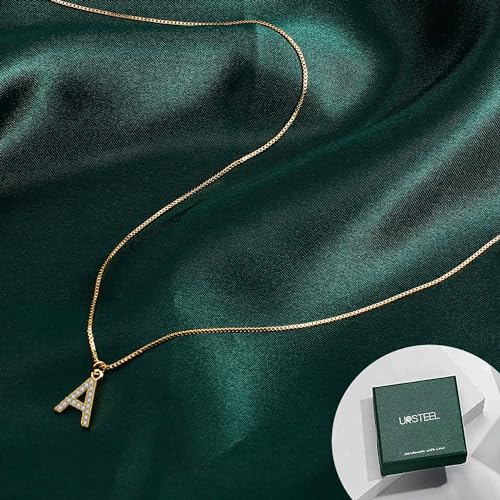 Ursteel Gold Layered Initial Necklaces for Women - 14K Gold Plated Dainty Small Layered Initial Letter A Pendent Gold Choker Chain Necklaces for Women Trendy Stuff Gold Jewelry Women Mothers Day Gifts