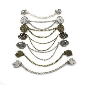 New Vintage Leaf Round Flower Chain Cardigan Clip Lady Retro Tassel Buckles Cloak Shirt Shirt Scarf Brooch Pin Jewelry