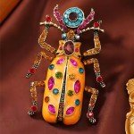 Rhinestone Vintage Large Beetle Brooches for Women Unisex Enamel Insect Pins Banquet Party Backpack Gifts Jewelry Accessories
