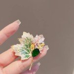 Vintage Crystal Maple Leaves Brooches for Women Luxury Rhinestone Tulip Flower Wedding Banquet Party Dress Brooch Pins Jewelry