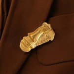 Golden Figure Face Mask Brooch - Vintage Minimalist Metal Brooches Women Men, Gold,Golden