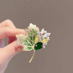 Vintage Crystal Maple Leaves Brooches for Women Luxury Rhinestone Tulip Flower Wedding Banquet Party Dress Brooch Pins Jewelry