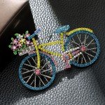 Vintage Bicycle Brooch Pin Inlaid Shiny Rhinestone For Women Ladies Daily Clothing Accessories