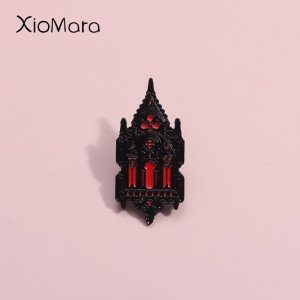 Weird Church Enamel Pins Custom Red Candlelight Castle Brooches Lapel Badges Punk Gothic Building Jewelry Gift For Best Friend