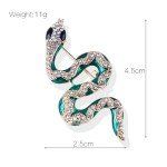 Luxury Green Rhinestone Snake Brooch for Women Men Unisex Alloy Lapel Pins Animal Design Badge Vintage Jewelry Accessories Gift