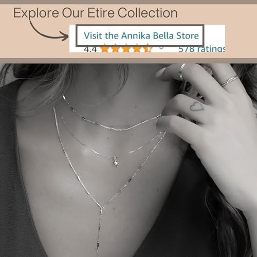 Annika Bella Sterling Silver Star Necklace for Women, Length 16-18 Inches, Tiny Cubic Zirconia North-Star Charm Pendant Necklace, Waterproof, Celestial Jewelry Gift for Her (Single Necklace)