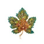 Vintage Large Rhinestone Red Maple Leaf Brooches For Women Men Suit Elegant Crystal Plant Leaves Brooch Pin Luxury Jewelry Gifts