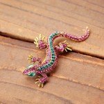 Funny Lizard Rhinestone Brooch Pin Women Geckos Party Dorcus Pin and Brooch Clothes Jewelry Vintage Metal Brosch