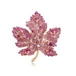 Vintage Large Rhinestone Red Maple Leaf Brooches For Women Men Suit Elegant Crystal Plant Leaves Brooch Pin Luxury Jewelry Gifts