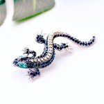 Funny Lizard Rhinestone Brooch Pin Women Geckos Party Dorcus Pin and Brooch Clothes Jewelry Vintage Metal Brosch