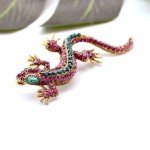 Funny Lizard Rhinestone Brooch Pin Women Geckos Party Dorcus Pin and Brooch Clothes Jewelry Vintage Metal Brosch