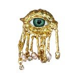 Women Men Vintage Eyes of Demon Brooch Pins Exaggerated Trendy Style Imitated Pearl Delicate Tassels Metal Badge Jewelry
