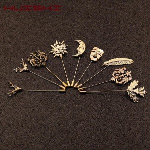 HUISHI Vintage Brooch Men Women Jewelry Accessories Gold Slivery Vintage Shape Suit Brooch Pin For Wedding Fashion Jewelry Retro